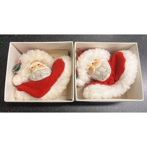 Vtg Lot 2 Kurt S Adler Santas World Porcelain Santa Head Light Up Ornament Boxed